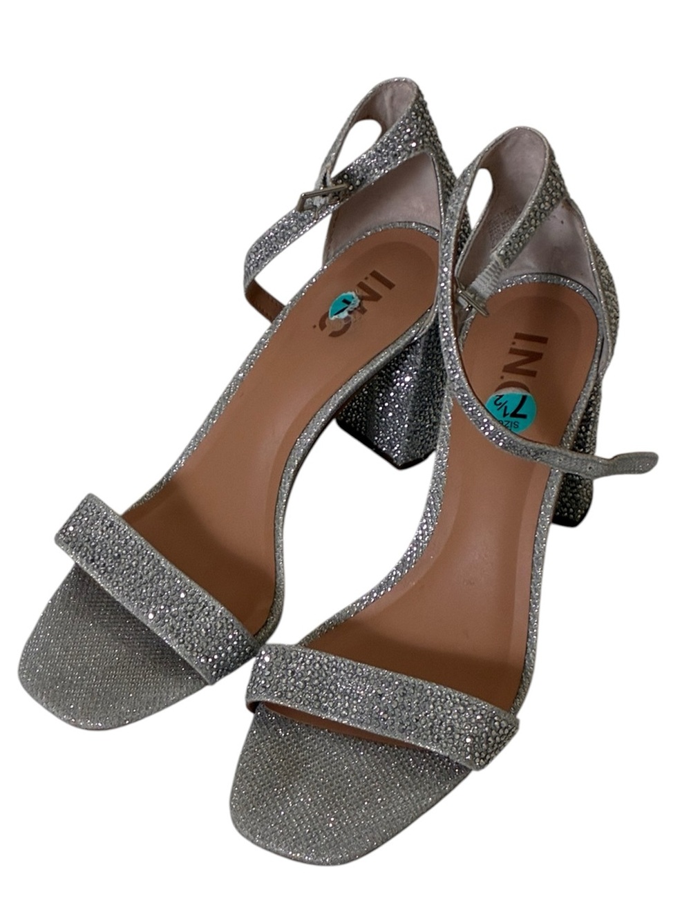 I.N.C | Silver sparkly studded glitter open toe formal high heels size 7.5